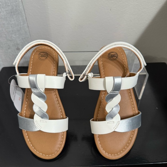 Wonder Nation Girls White & Silver Sandals Size 11 New - Picture 1 of 5